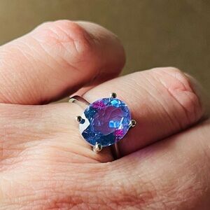 Sterling Silver Oval Alexandrite Stone Ring